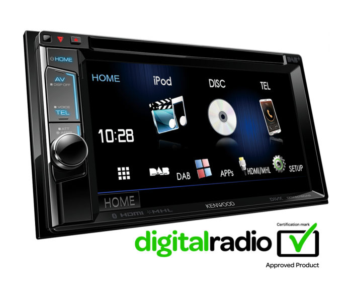 Kenwood DDX5016DAB - 6.2" WVGA Touch Screen Double Din Tuner DAB+/ BT/ CD/ MP3/ USB/ DVD 