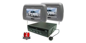 In Phase DVD Player and 2 Headrest 7" Screen Package Bundle IVM7PK Grey