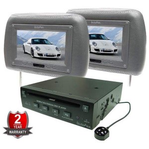 In Phase DVD Player and 2 Headrest 7" Screen Package Bundle IVM7PK Grey