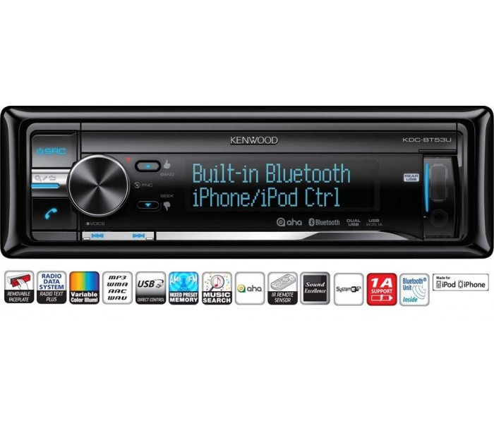 Kenwood KDC-BT53U Bluetooth car stereo ipod full control USb and AUX input